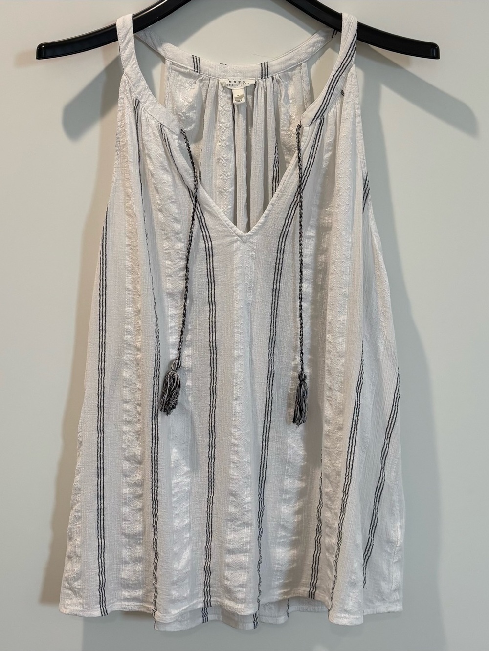 Soft Joie White Striped Boho Tank Top Size Large